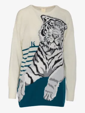 Krizia Tiger Embroidery Over Sweater