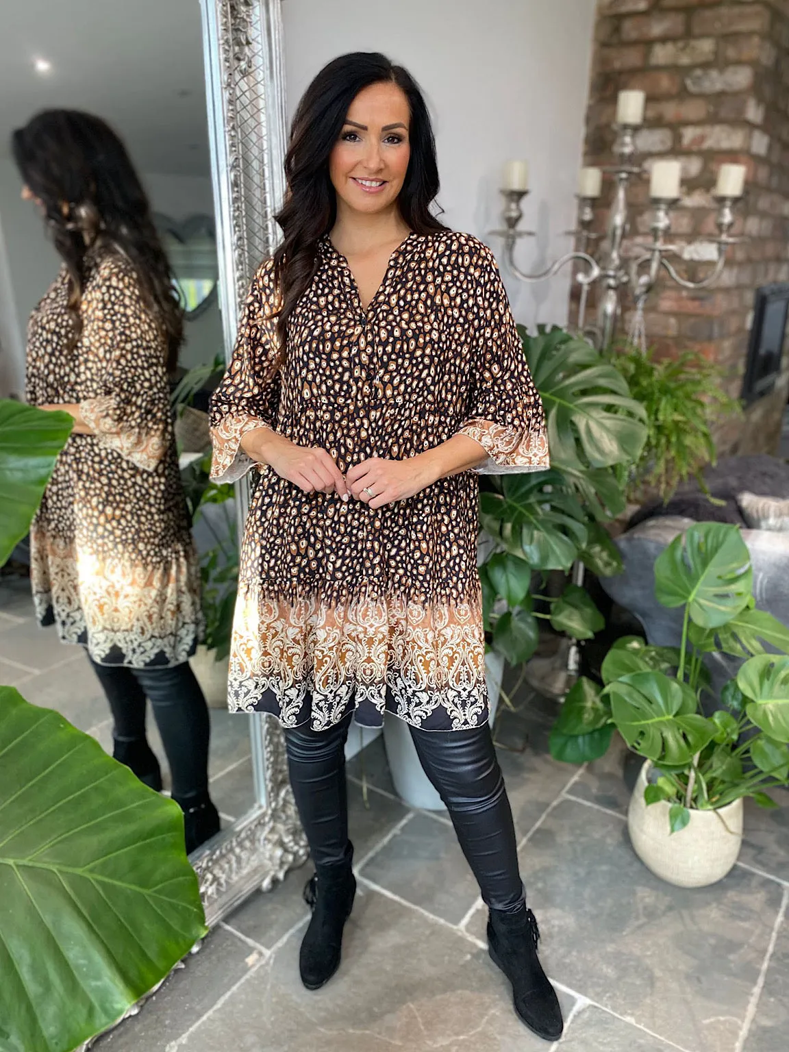 Leopard Print Button Tunic Belinda