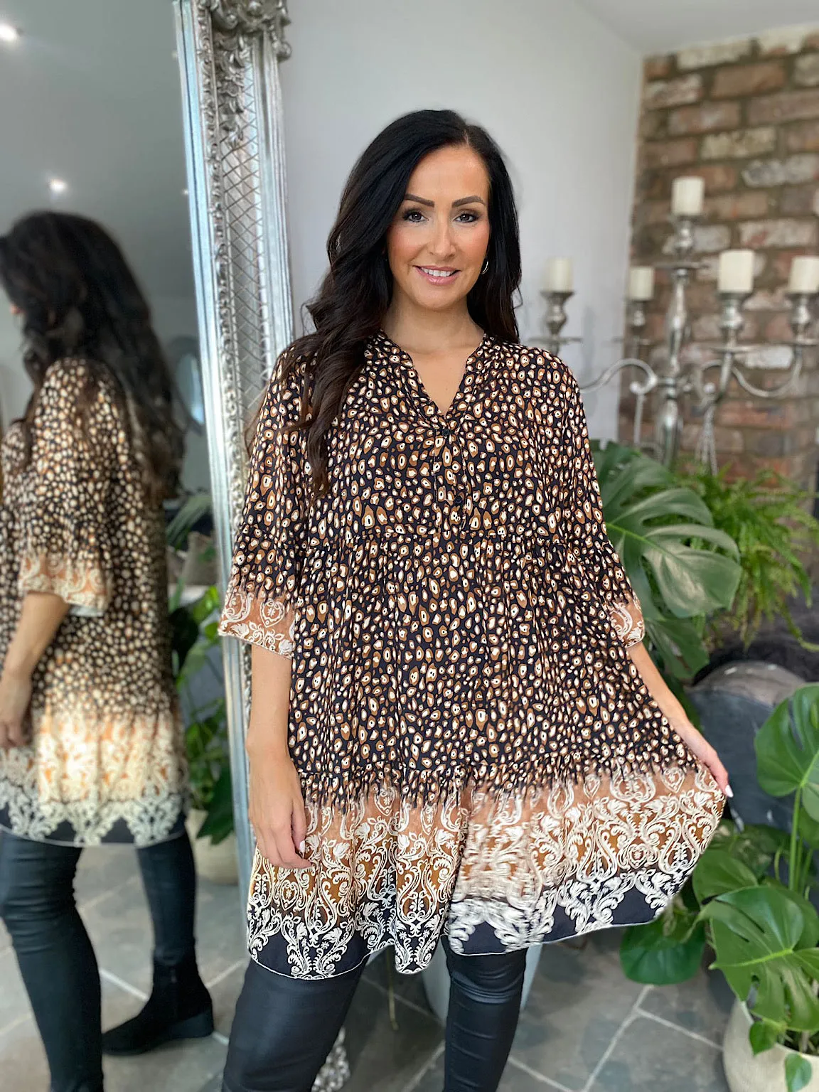 Leopard Print Button Tunic Belinda