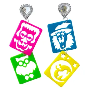 Lisa Frank 90's Halloween Stencil Charm Earrings