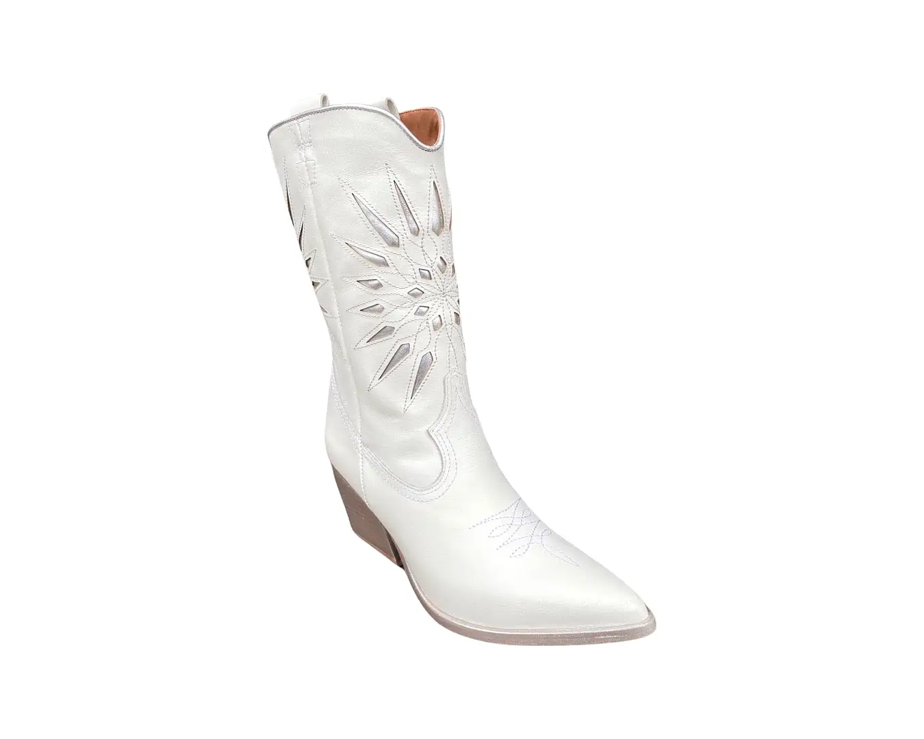 Mae Silver And White Cowboy boot