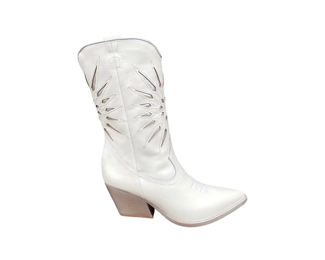 Mae Silver And White Cowboy boot