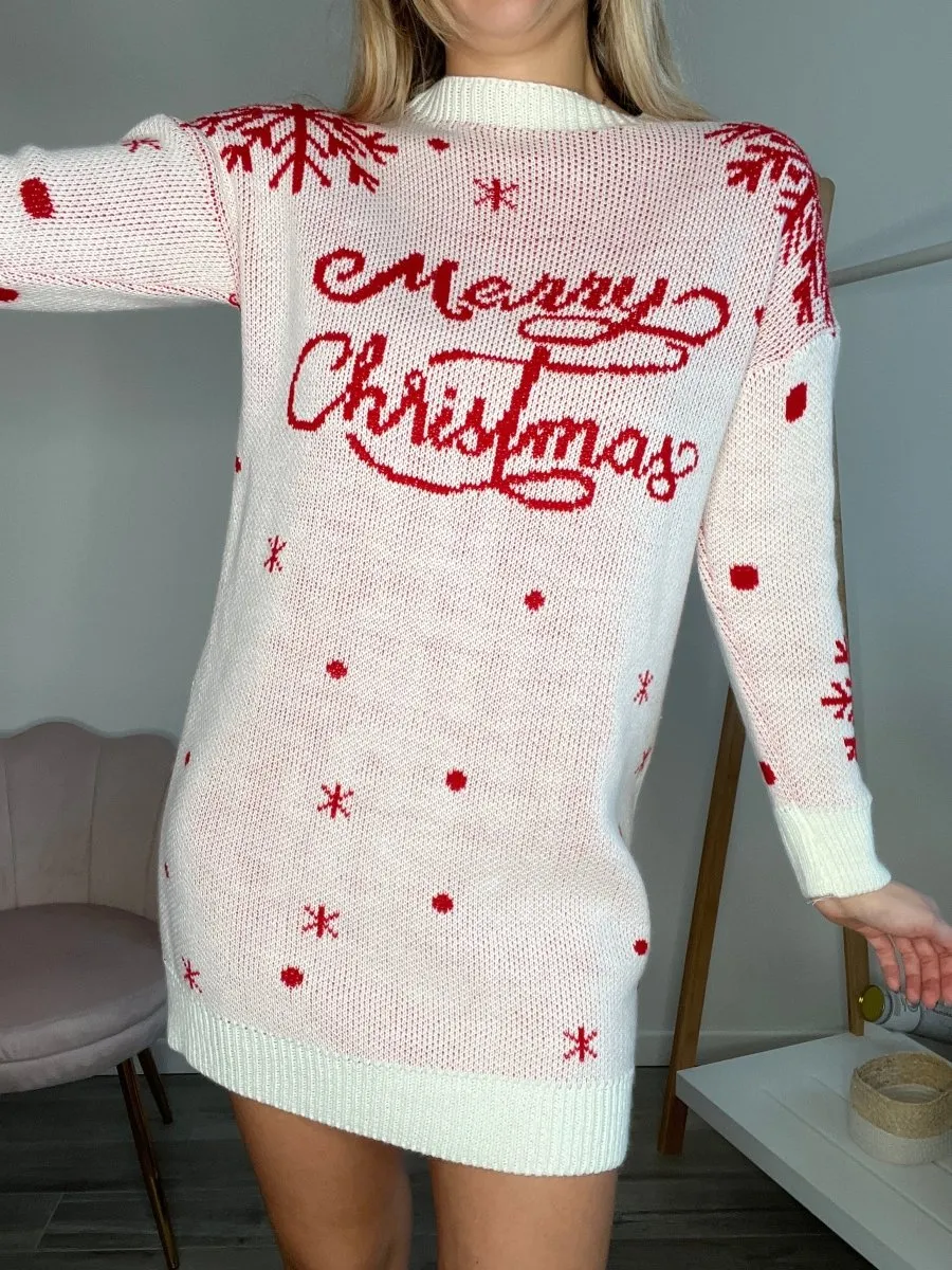 Maglione natalizio oversize bianco Merry Christmas