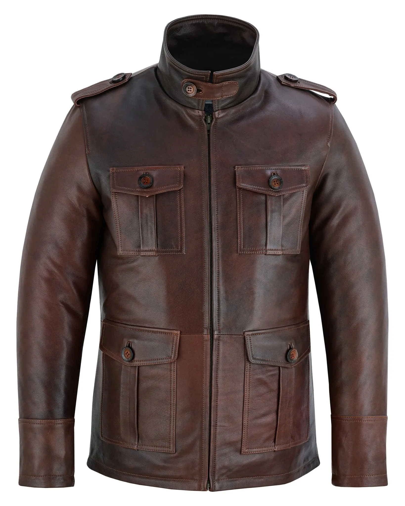 Men's Brown Leather Coat: Aberdeen