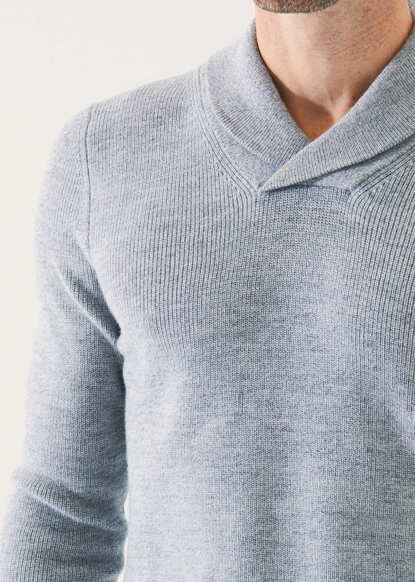 MERINO WOOL SHAWL COLLAR  SWEATER