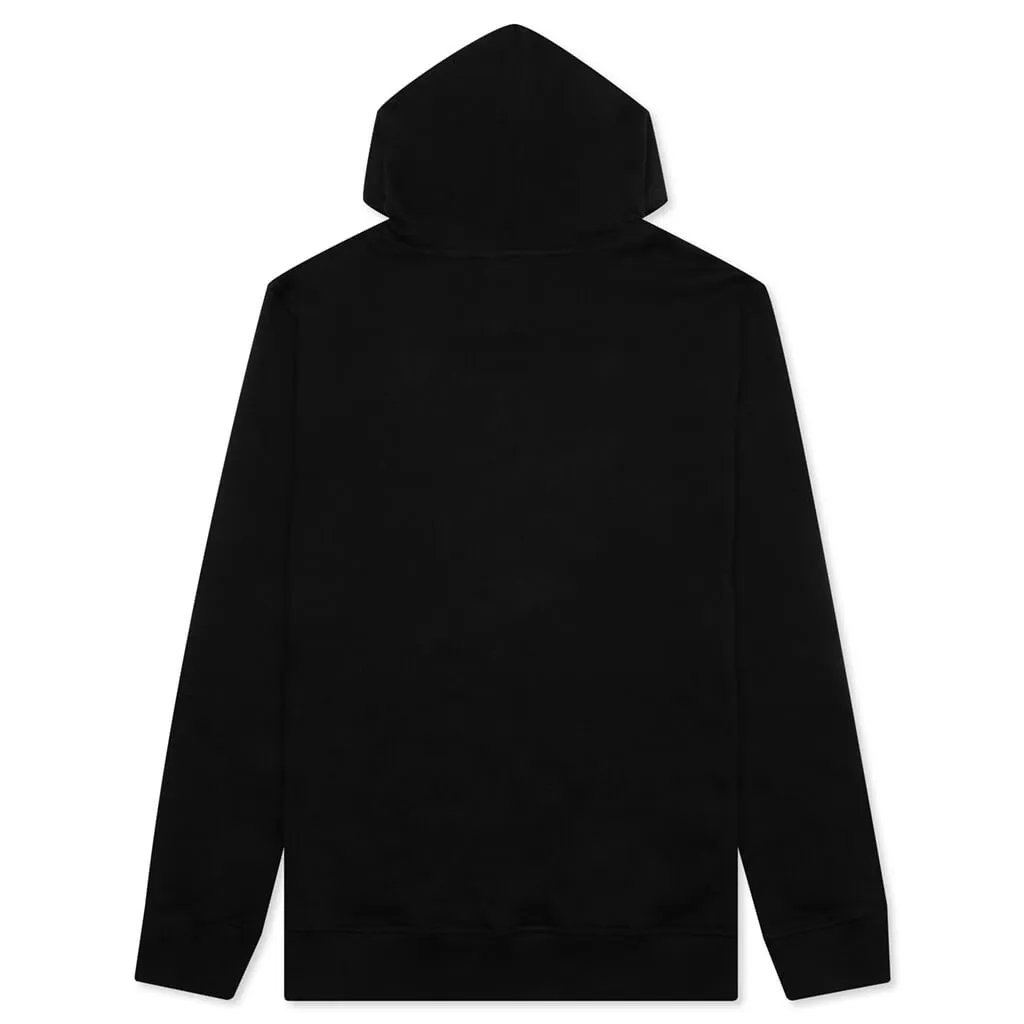 Metal Buckle Collar Hoodie - Black