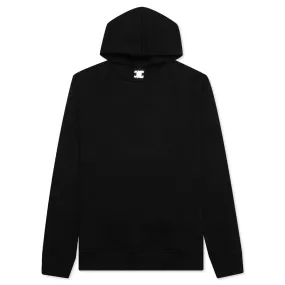 Metal Buckle Collar Hoodie - Black