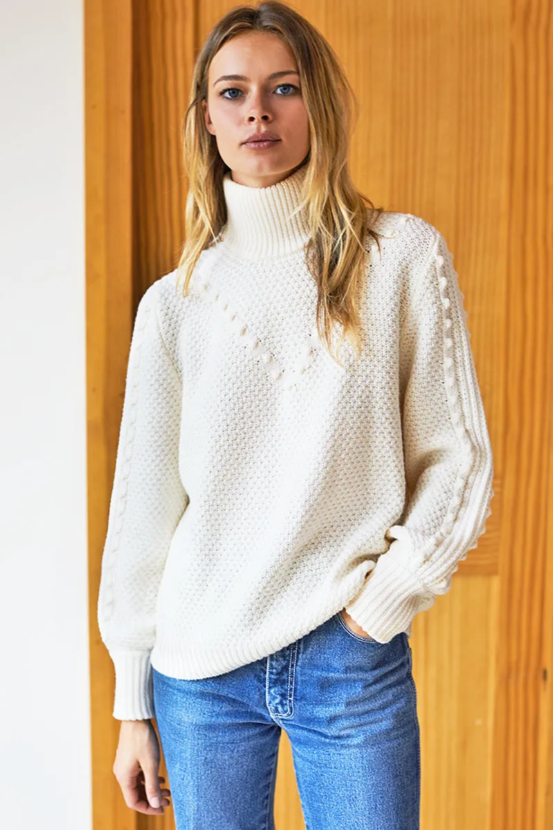 Mila Sweater - Ivory Popcorn Lines