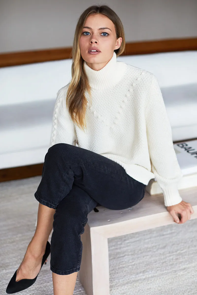 Mila Sweater - Ivory Popcorn Lines