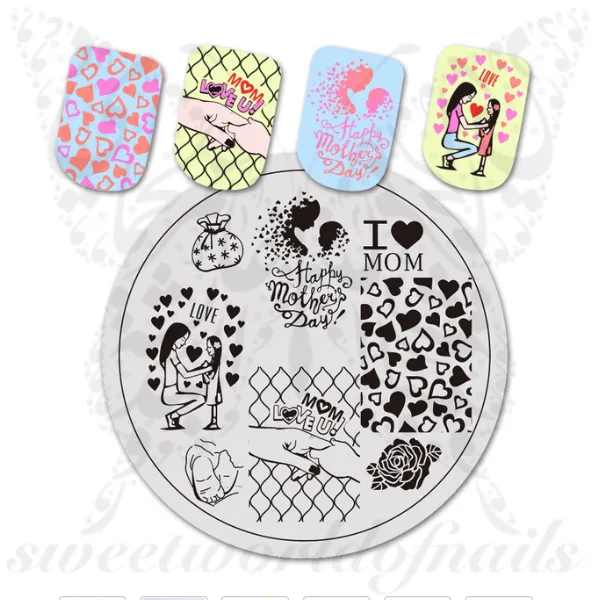 Mothers Day Nail Art Mom Love Nail Stamping Plate