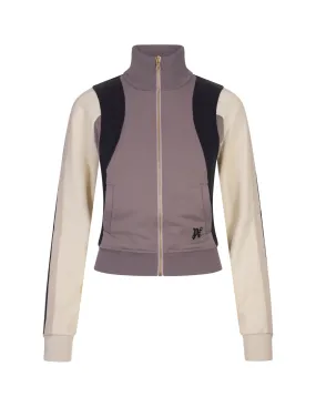 Multicoloured Track Jacket with Zip and Color-Block Deisgn