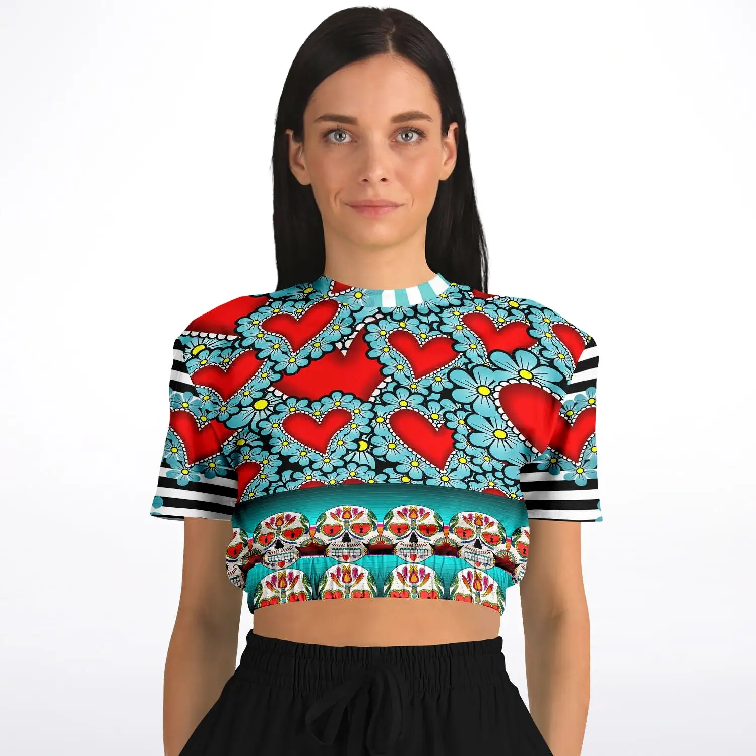 My Dios Short Sleeve Cropped Eco-Poly Sweater