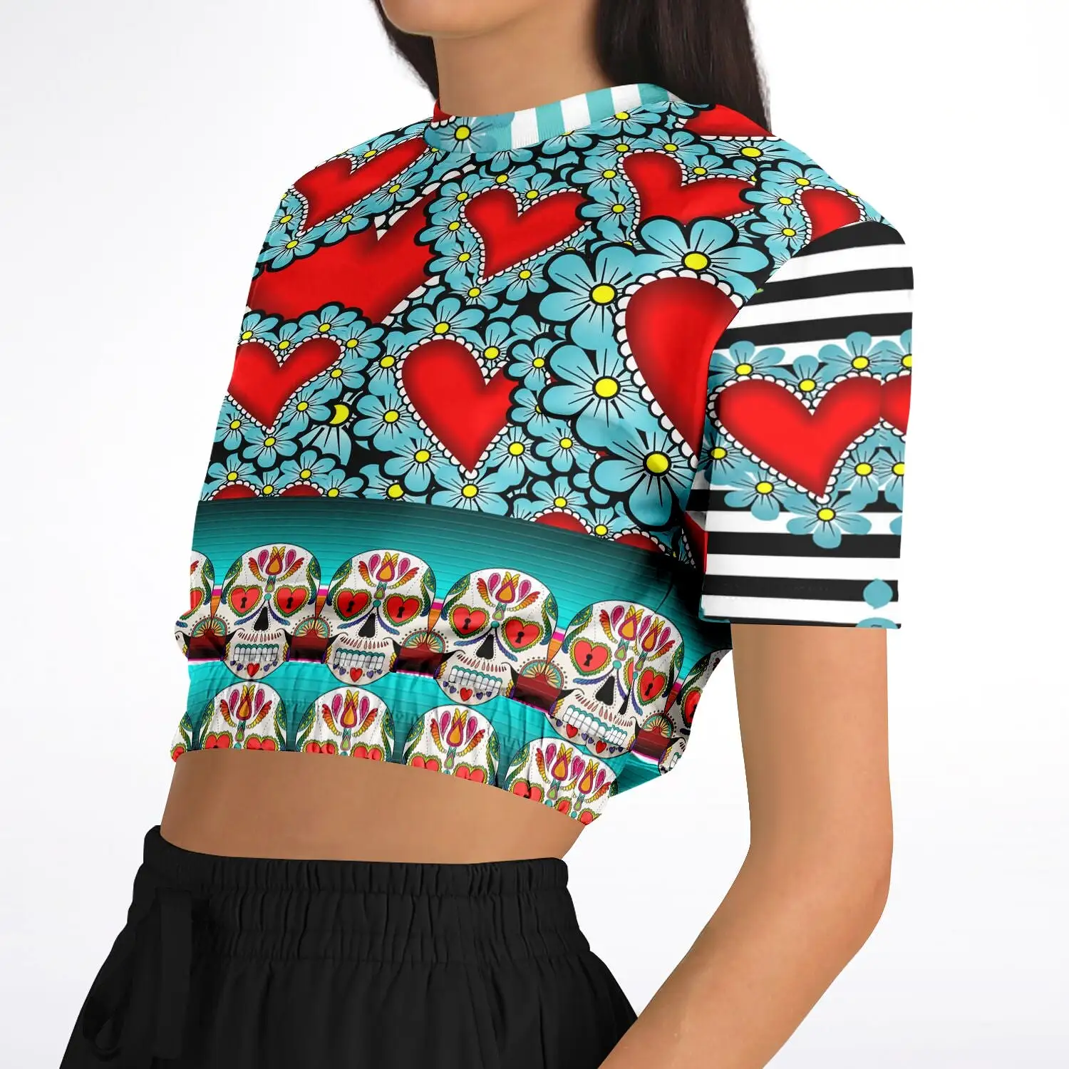 My Dios Short Sleeve Cropped Eco-Poly Sweater