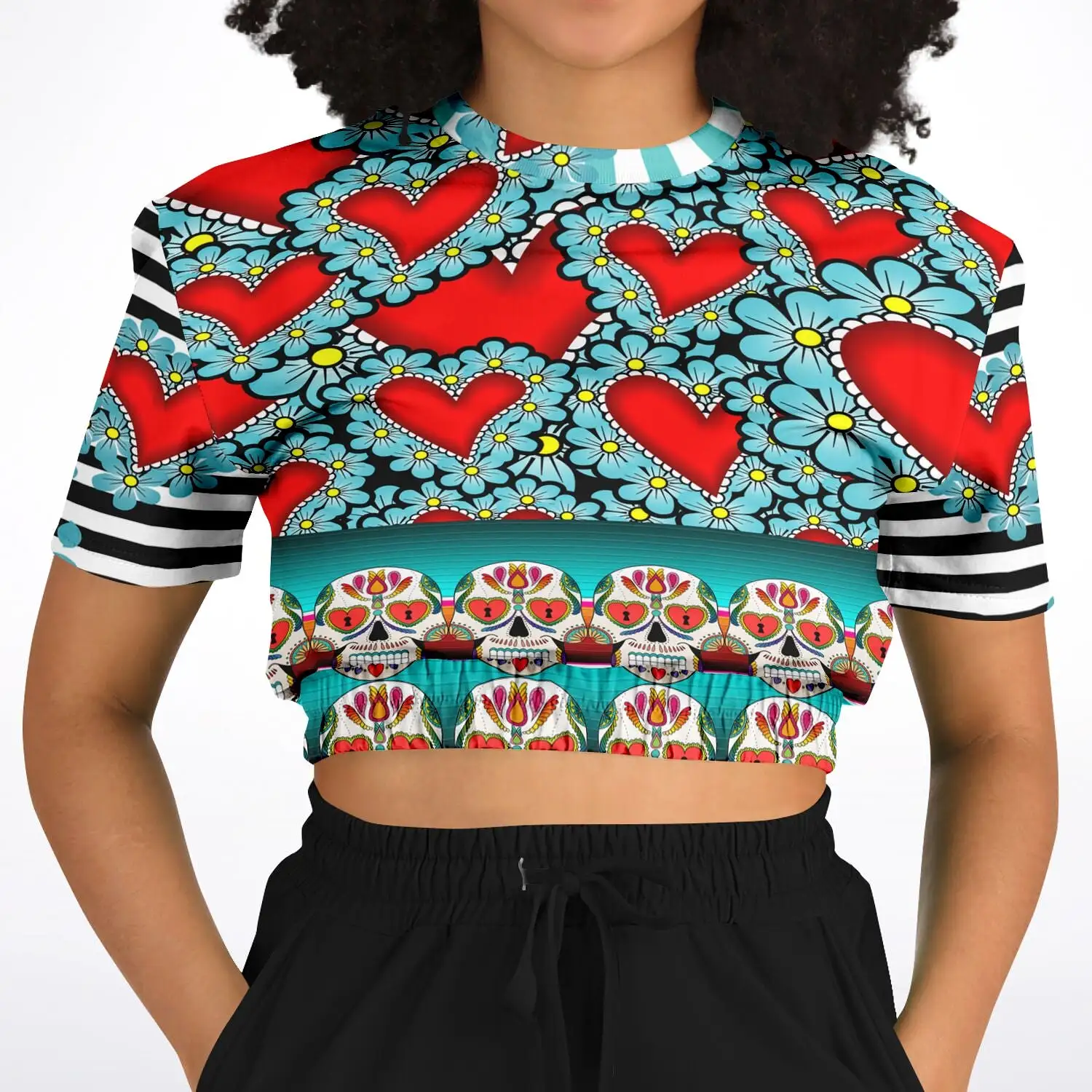 My Dios Short Sleeve Cropped Eco-Poly Sweater