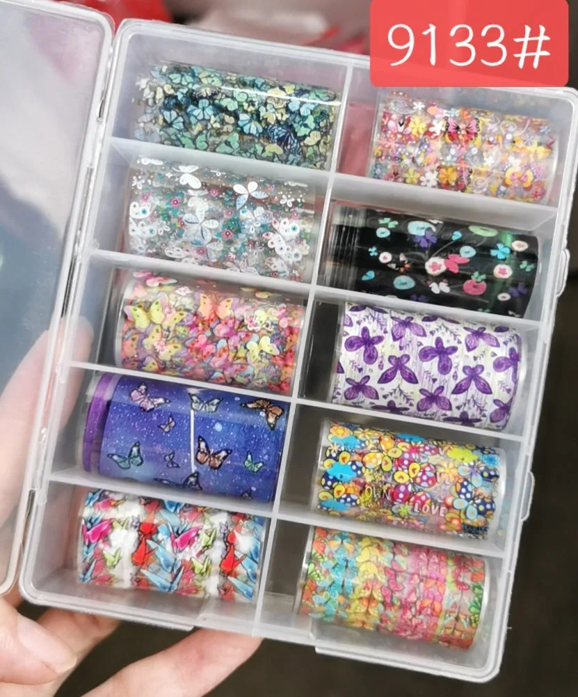 Nail Art Transfer Foils, Butterflies, Flowers, Set, 9133#