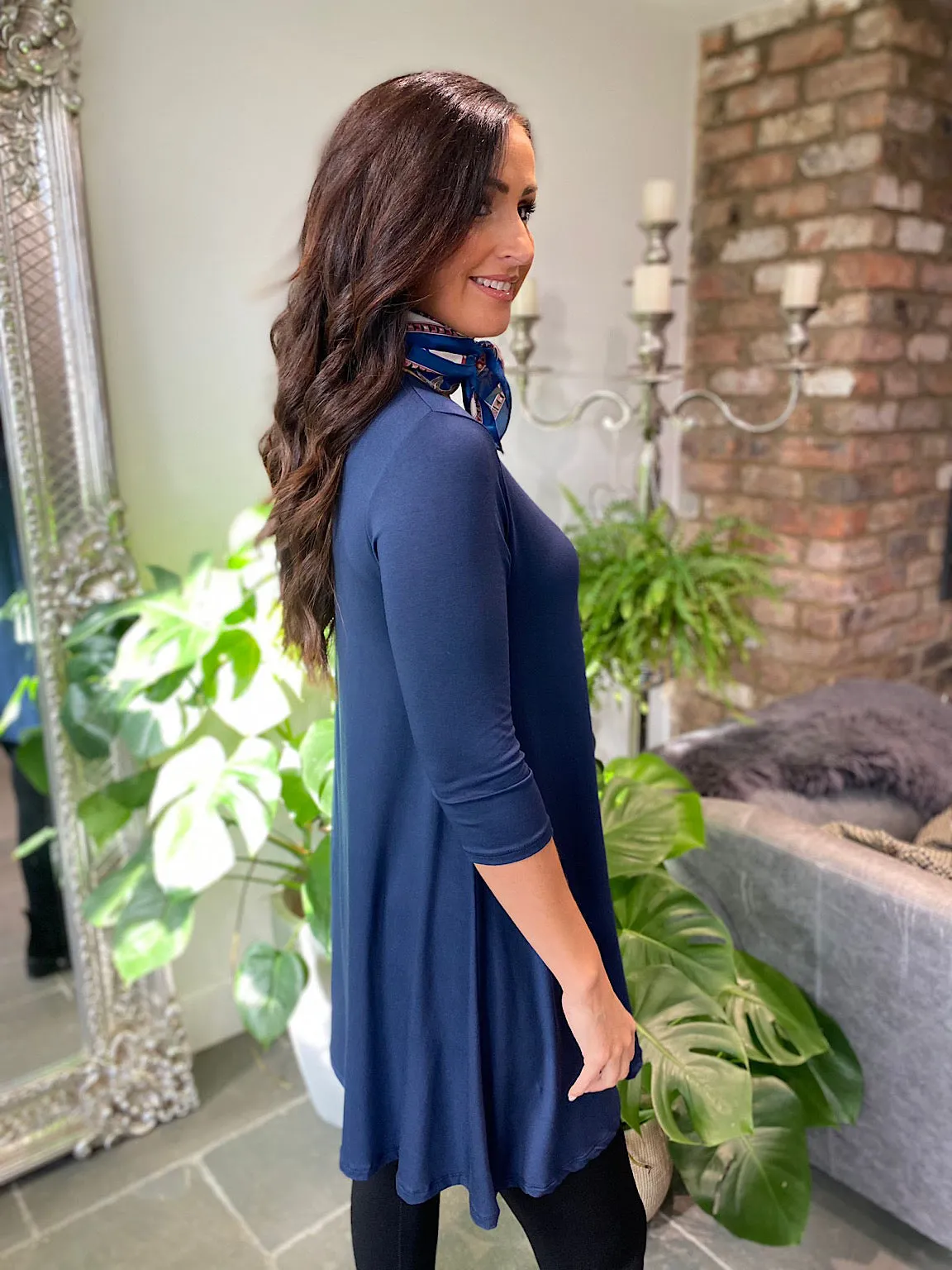 Navy 3/4 Sleeve Tunic Paris