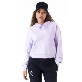 New York Yankees MLB Lifestyle Purple Womens Crop Pullover Hoodie