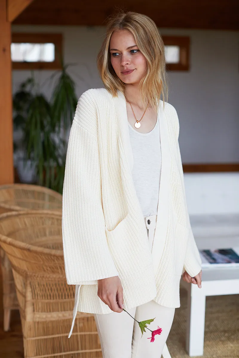 Organic Wrap Sweater Ribbed - Ivory