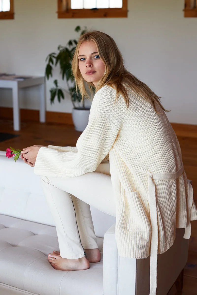 Organic Wrap Sweater Ribbed - Ivory