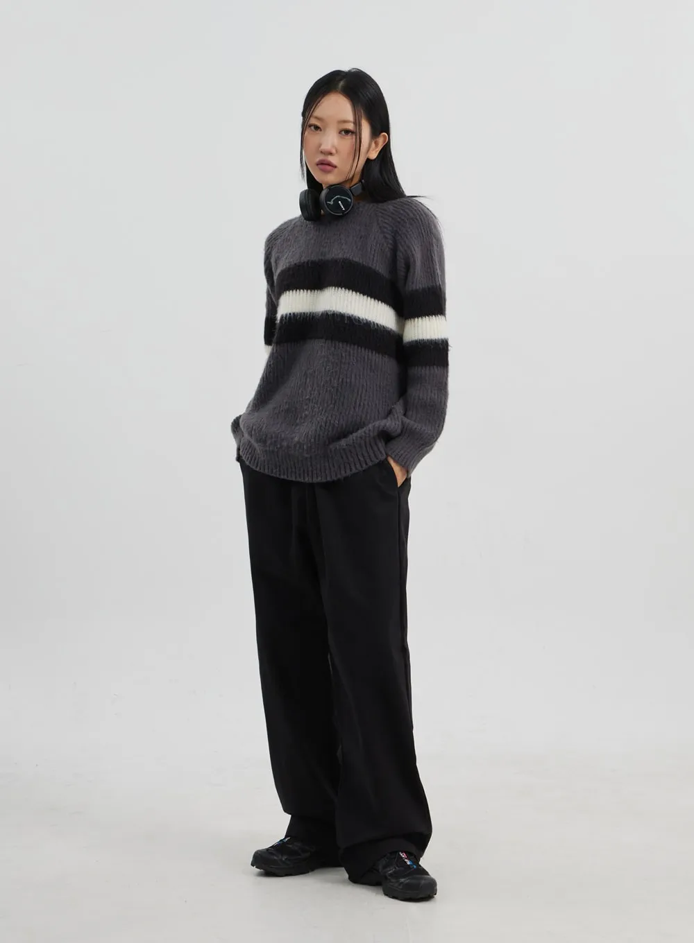 Oversized Crewneck Stripe Sweater CJ319