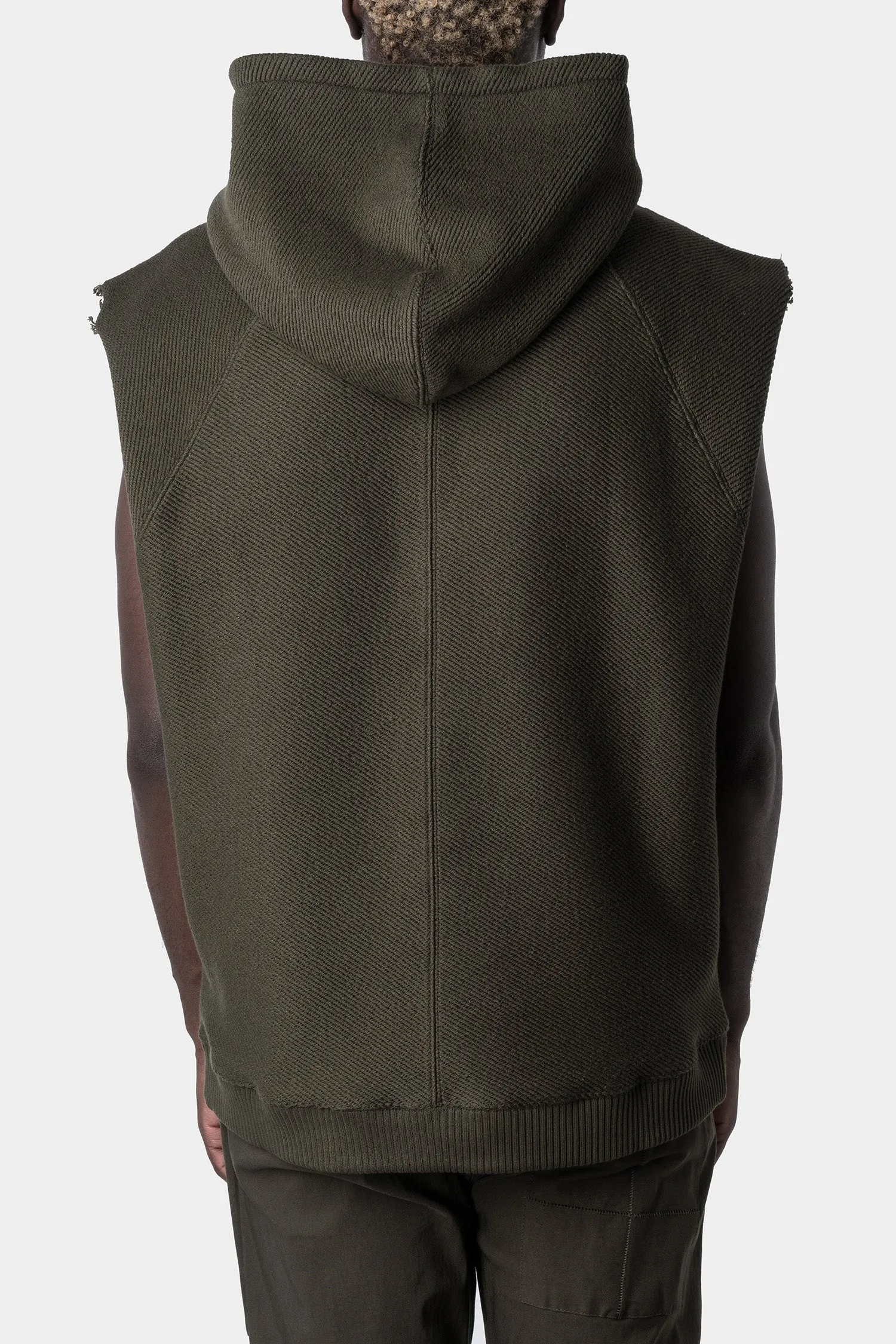 Oversized sleeveless hood sweater, Green