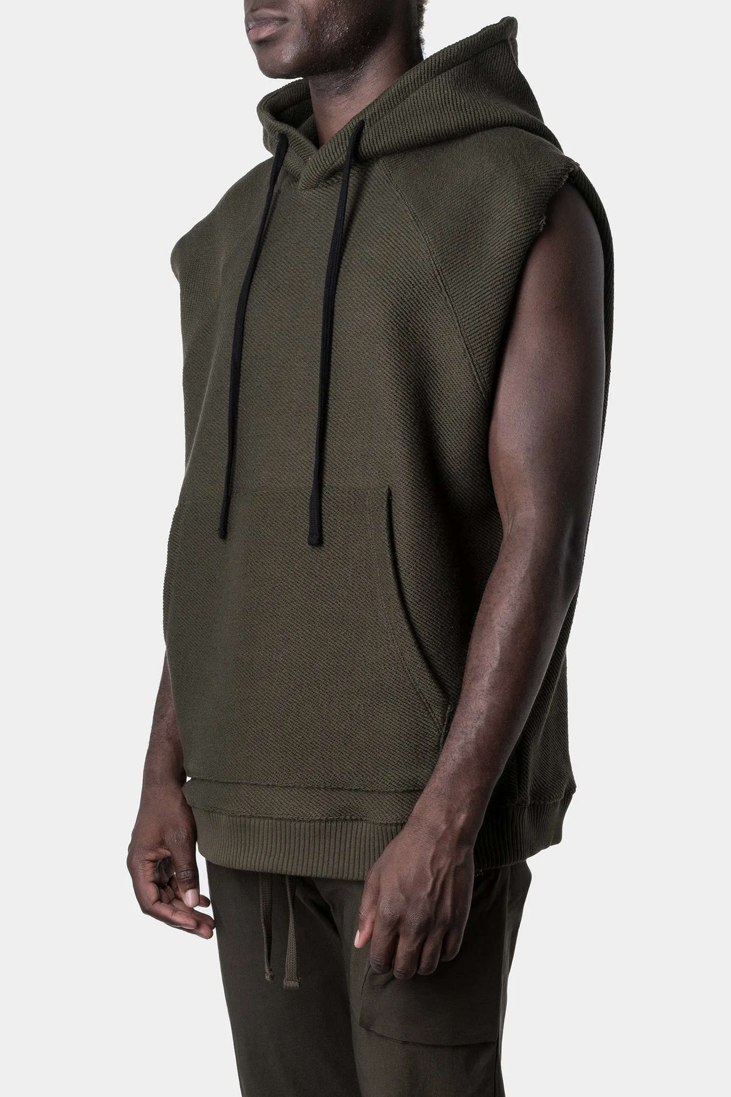 Oversized sleeveless hood sweater, Green