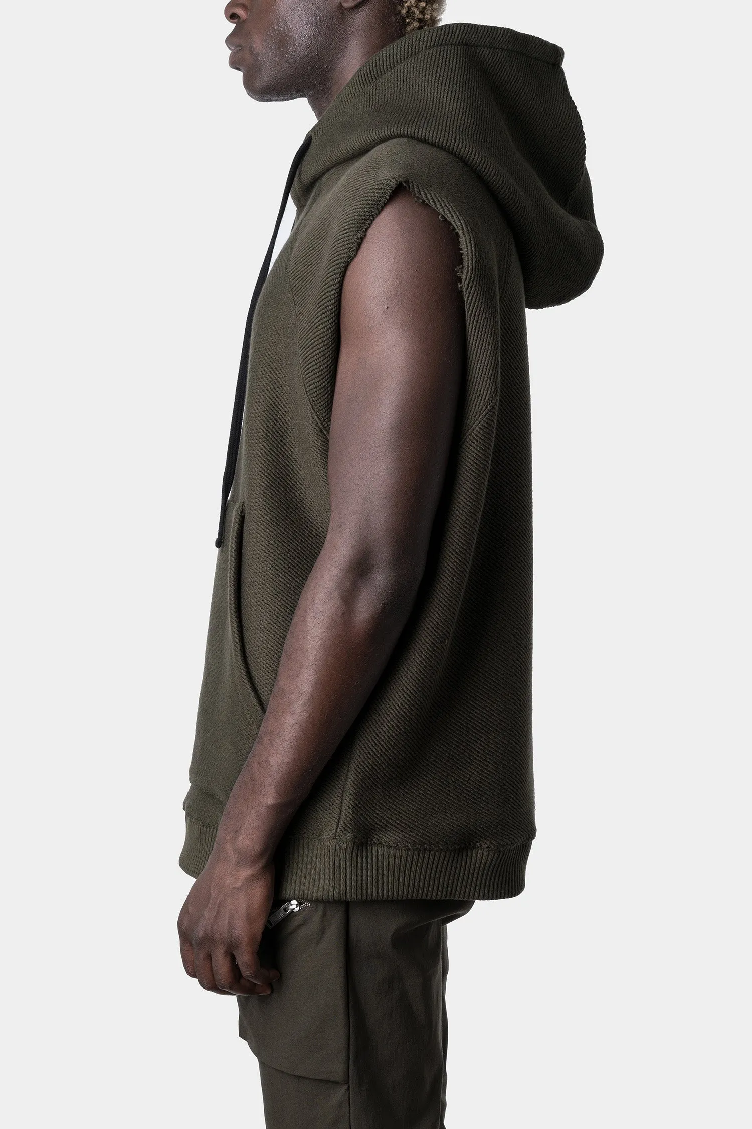 Oversized sleeveless hood sweater, Green