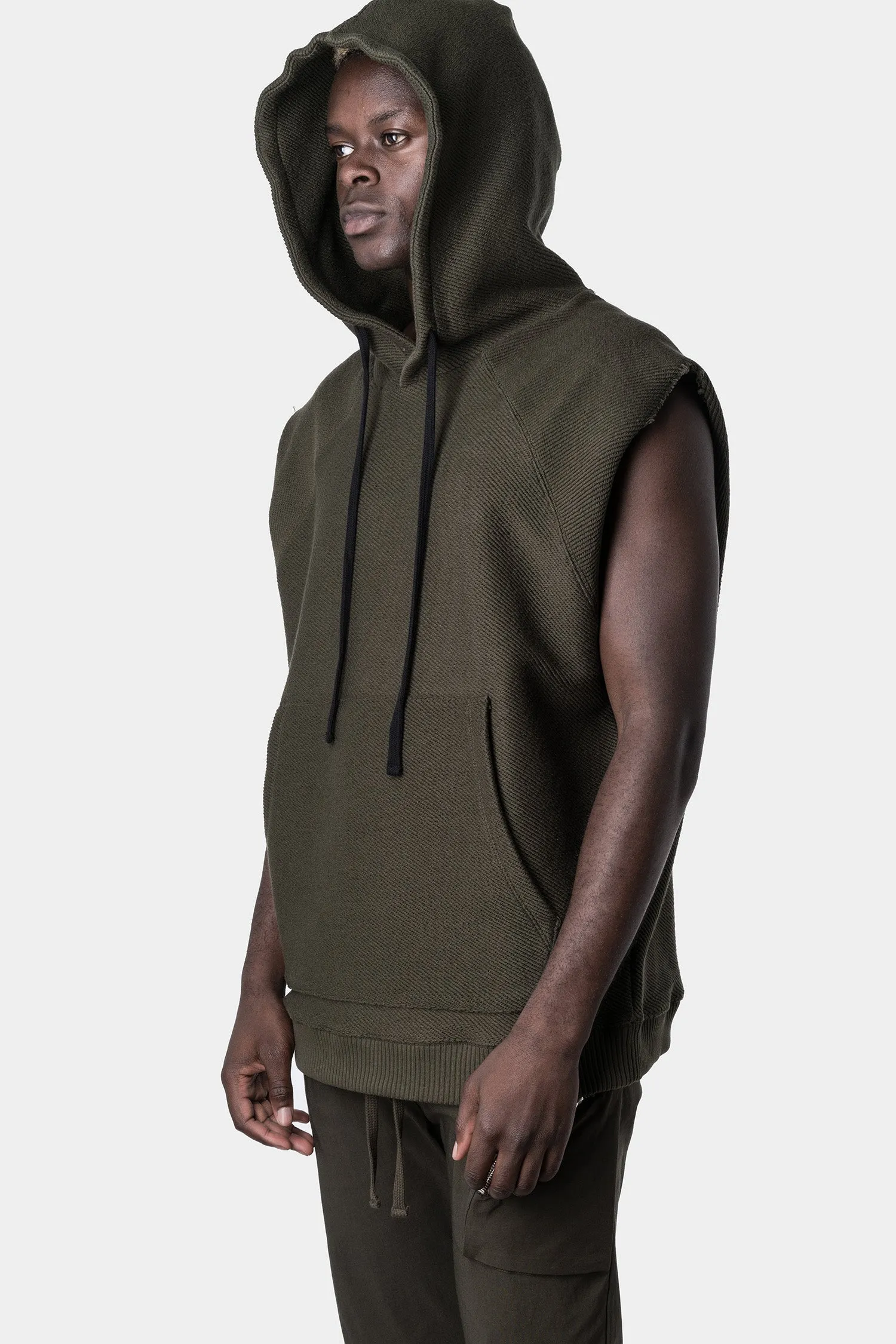 Oversized sleeveless hood sweater, Green