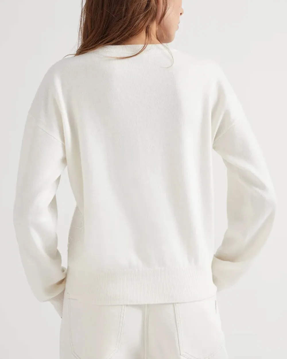 Panama Magnolia Embellished Crewneck Sweater