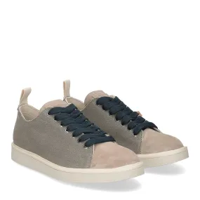 Panchic P01M Lace-up shoe linen suede grey cobalt - Al Siletto | Al Siletto