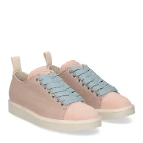 Panchic P01W Lace-up shoe linen suede powder pink azure - Al Siletto | Al Siletto