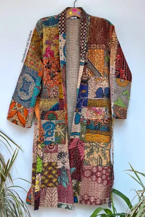 PATCHWORK FRIDA KANTHA COAT / ROBE SIZE M (OF113)