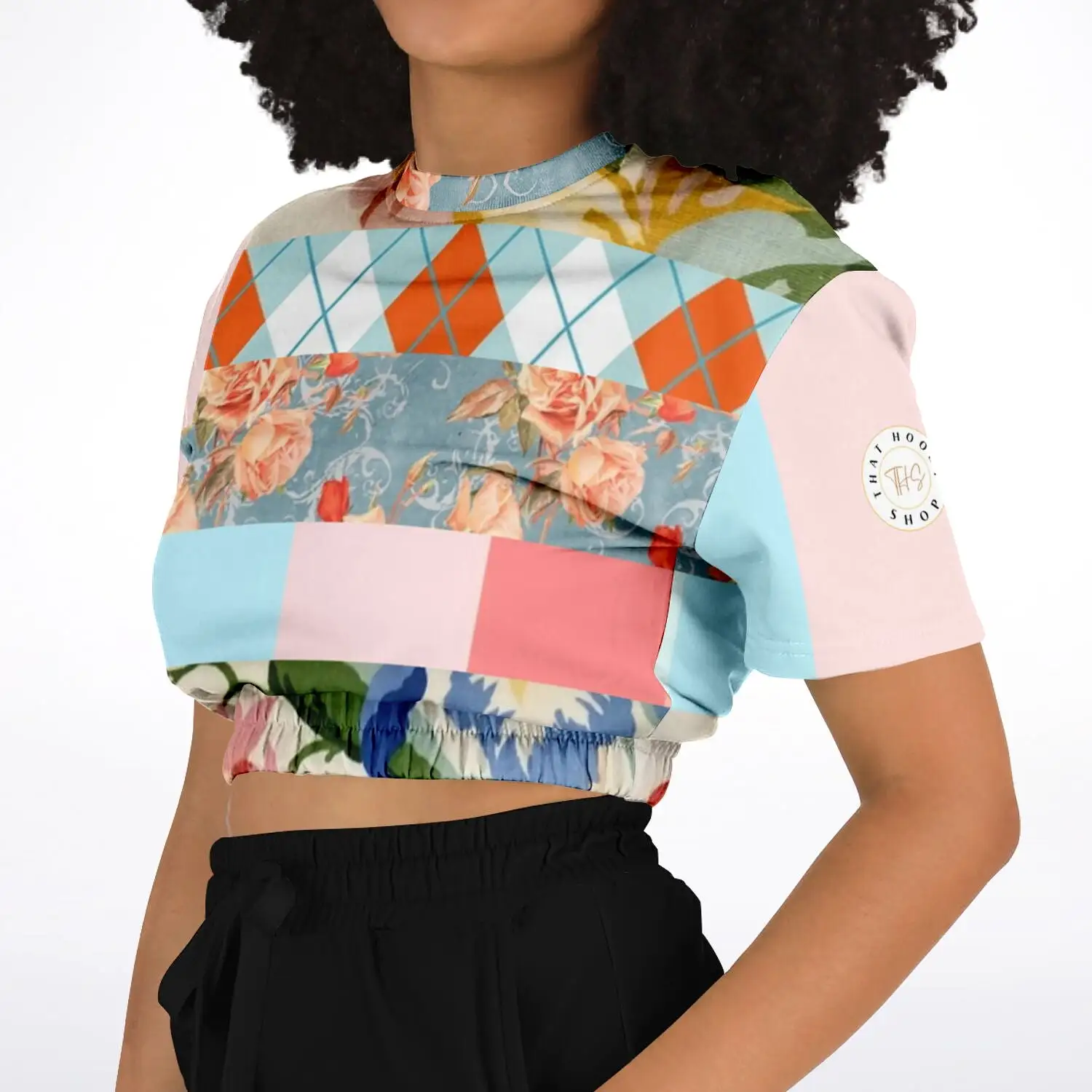 Peaches and Cream Short Sleeve Cropped Eco-Poly Sweater