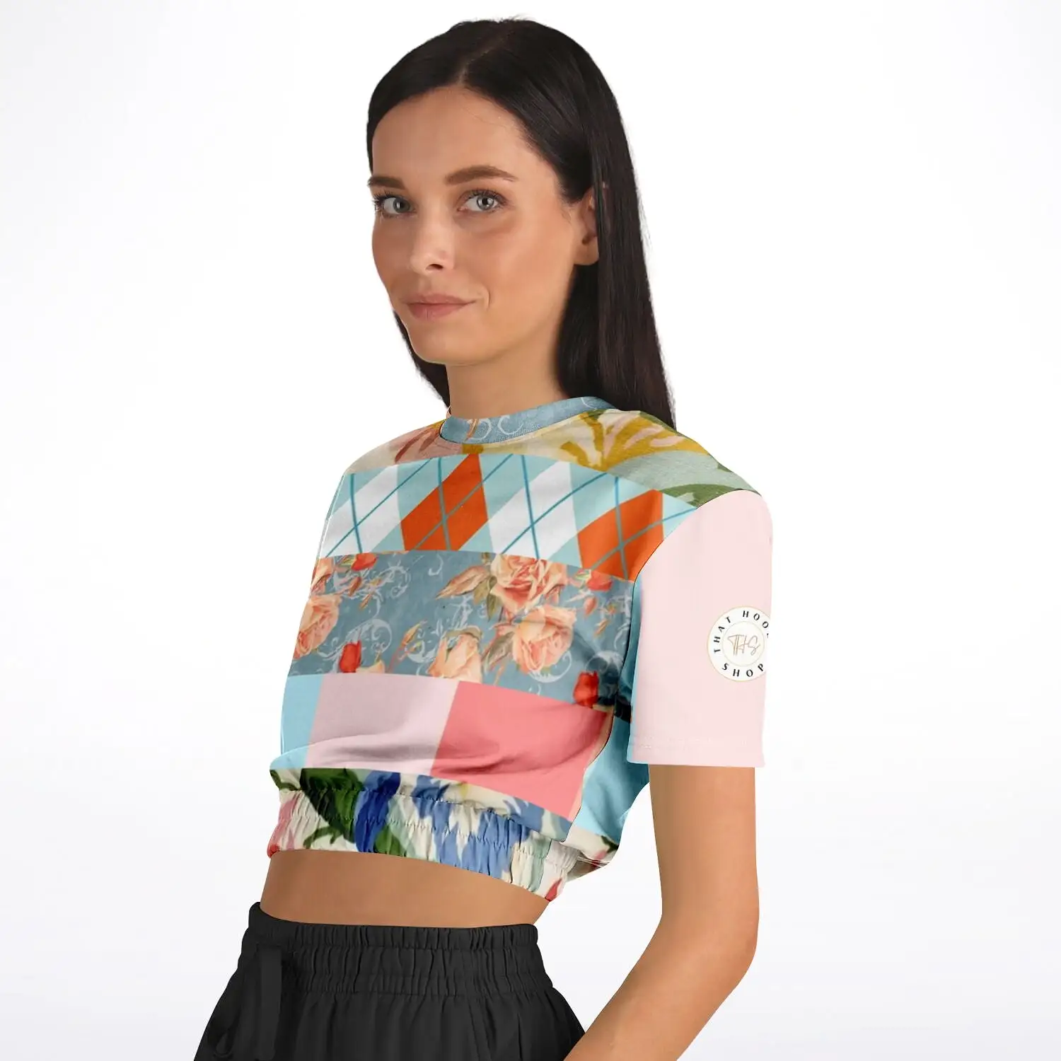 Peaches and Cream Short Sleeve Cropped Eco-Poly Sweater