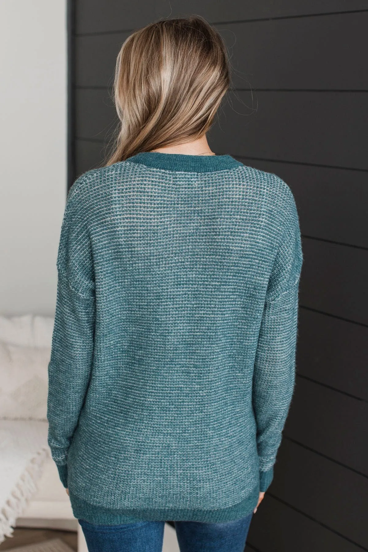 Perfectly Matched Knit Sweater- Teal