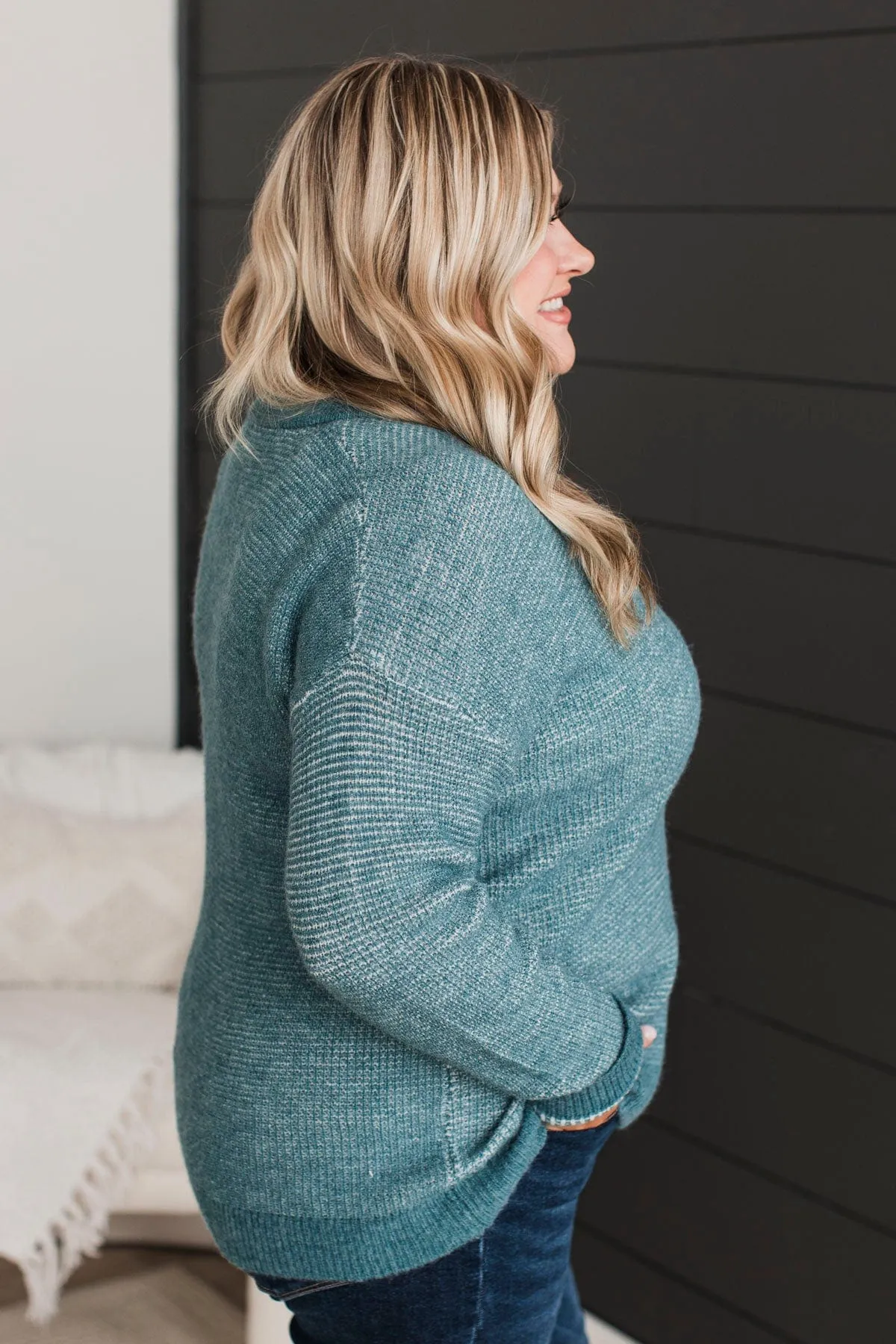 Perfectly Matched Knit Sweater- Teal