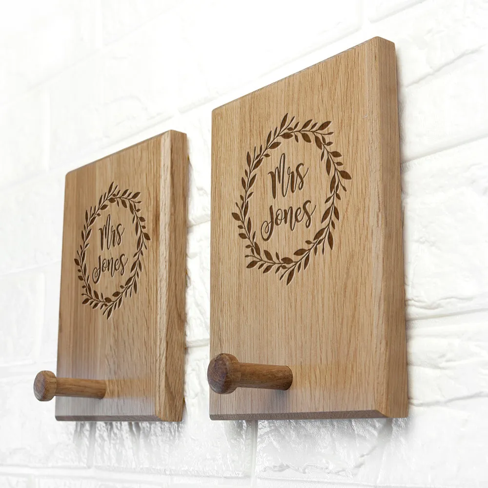 Personalised Couples Wreath Peg Hooks