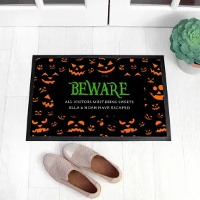 Personalised Halloween Beware Indoor Doormat