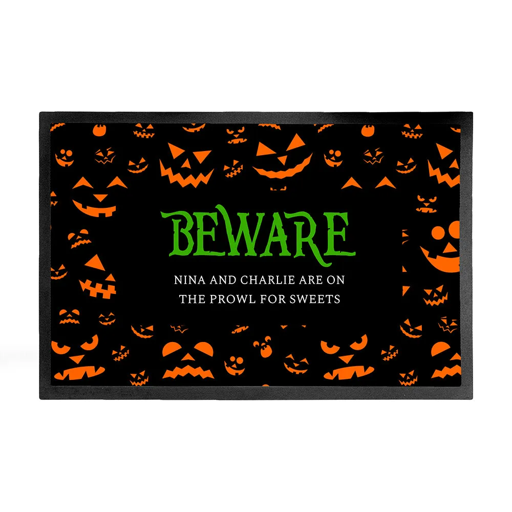 Personalised Halloween Beware Indoor Doormat