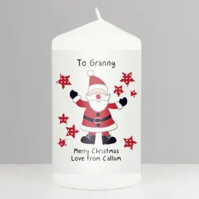 Personalised Spotty Santa Pillar Candle