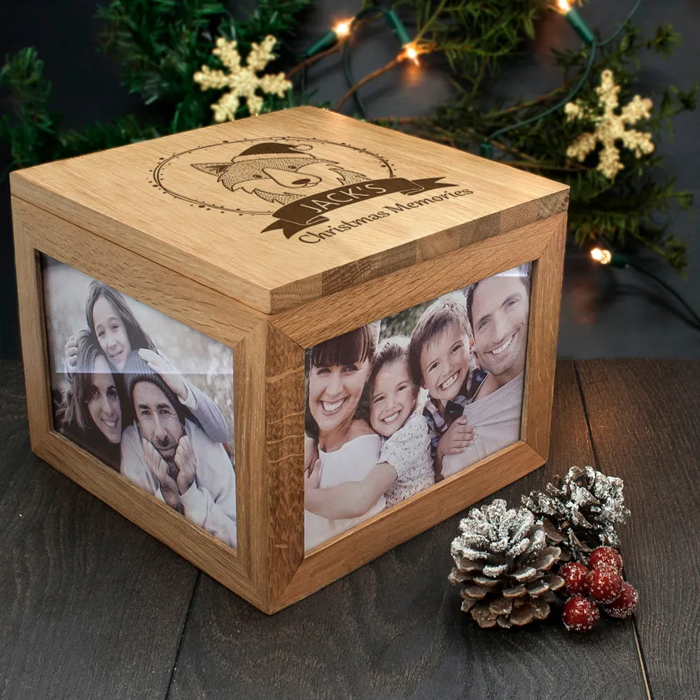 Personalised Woodland Wolf Christmas Memory Box