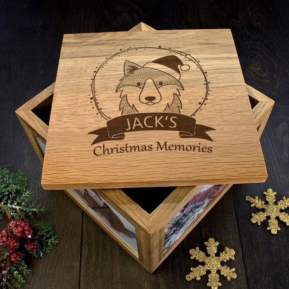 Personalised Woodland Wolf Christmas Memory Box