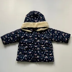 Petit Bateau Navy Floral Padded Coat: 12 Months