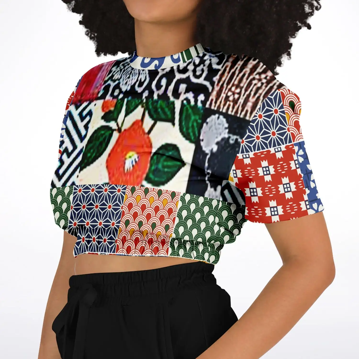 Picadilly Square Short Sleeve Cropped Eco-Poly Sweater