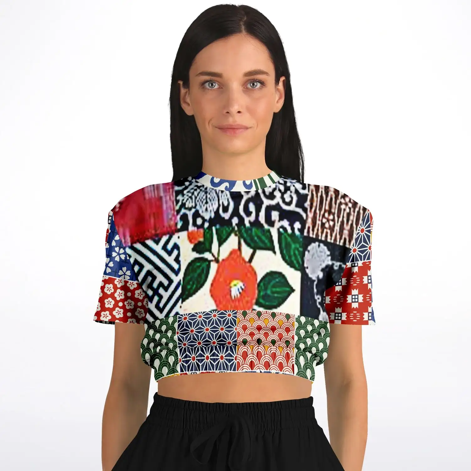 Picadilly Square Short Sleeve Cropped Eco-Poly Sweater