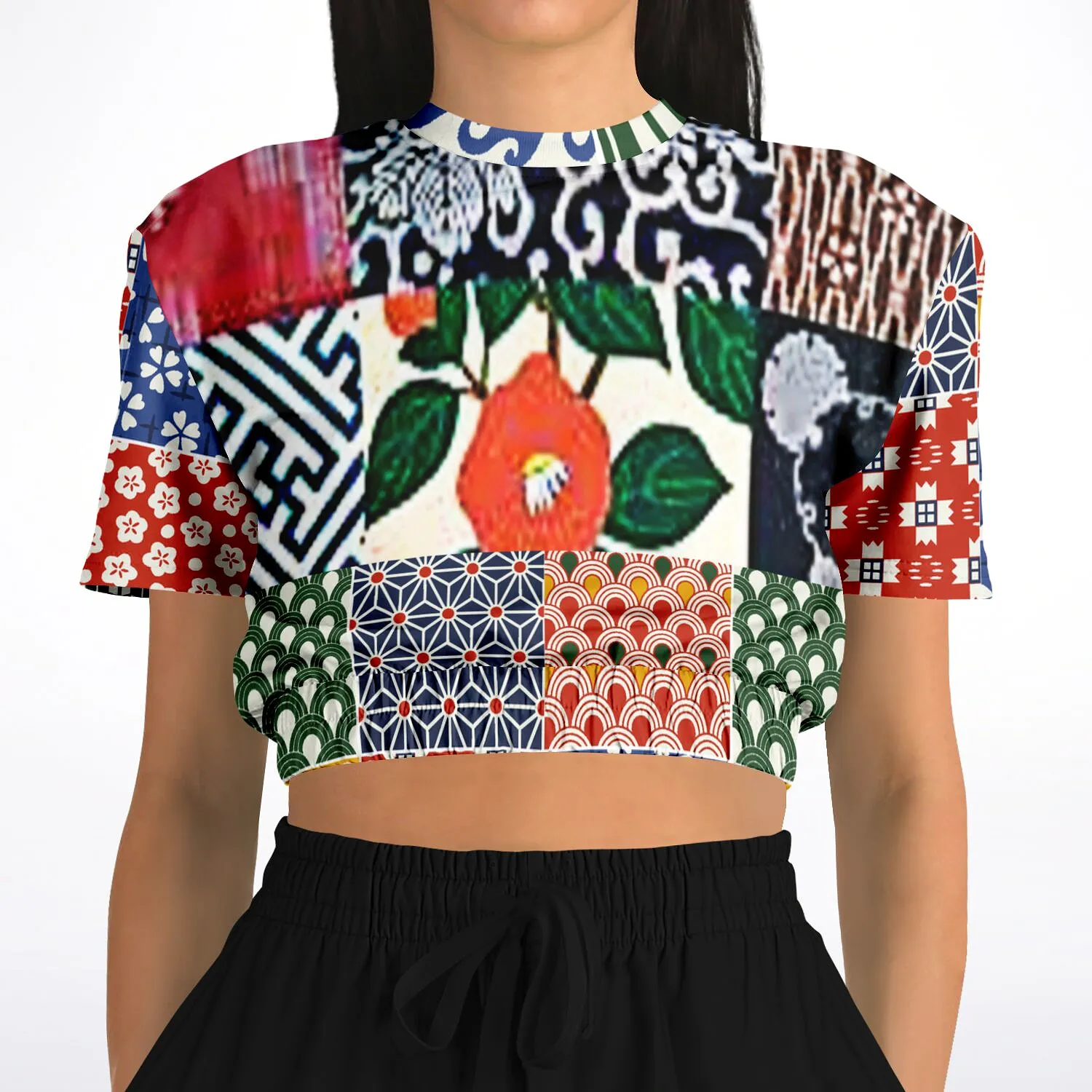 Picadilly Square Short Sleeve Cropped Eco-Poly Sweater