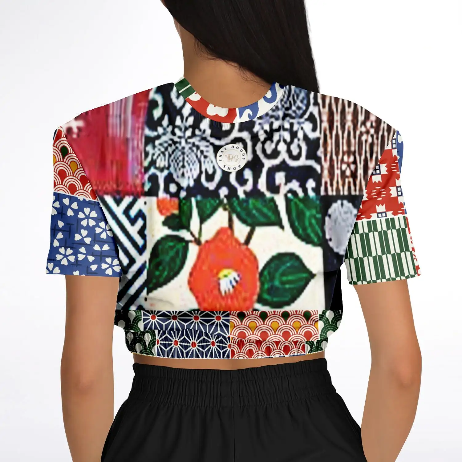 Picadilly Square Short Sleeve Cropped Eco-Poly Sweater