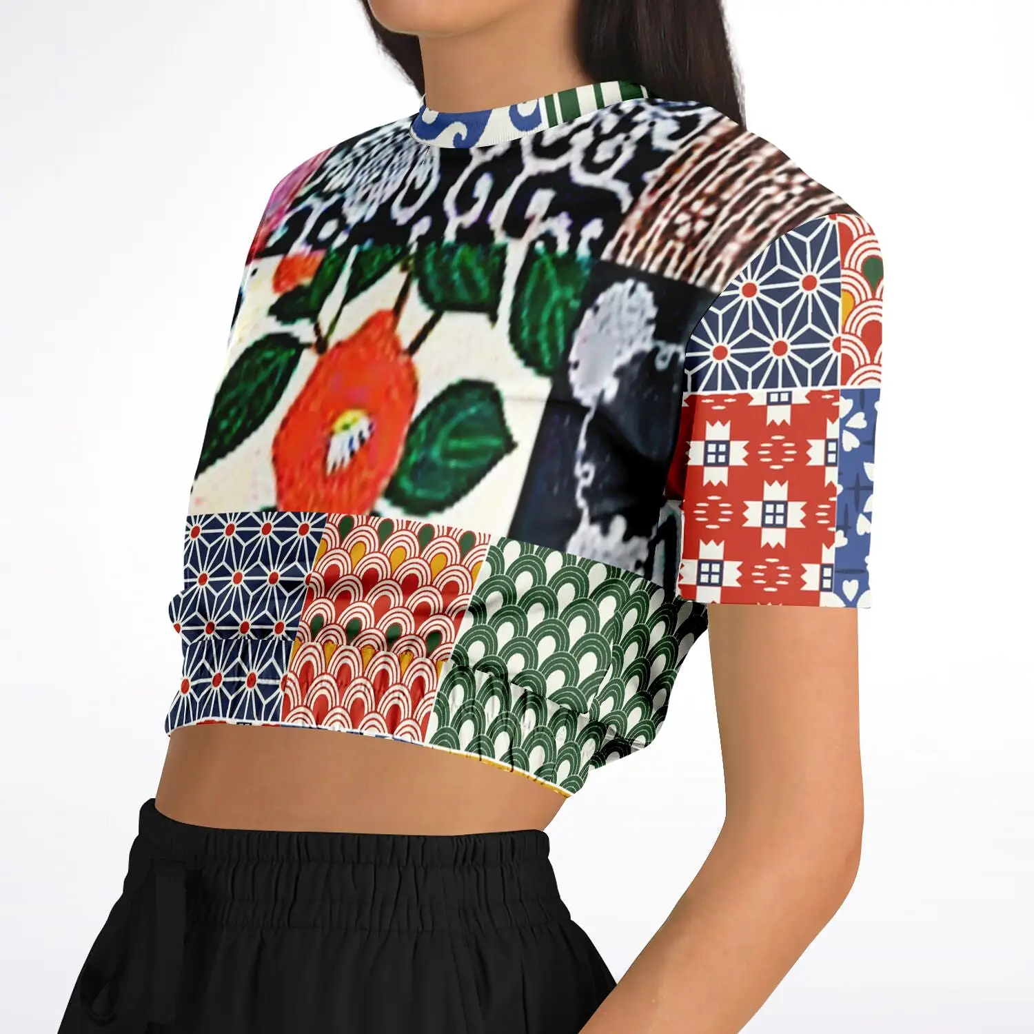 Picadilly Square Short Sleeve Cropped Eco-Poly Sweater