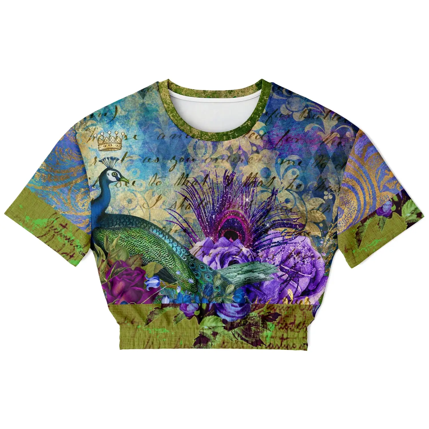 Purple Fusion Short Sleeve Cropped Eco-Poly Sweater