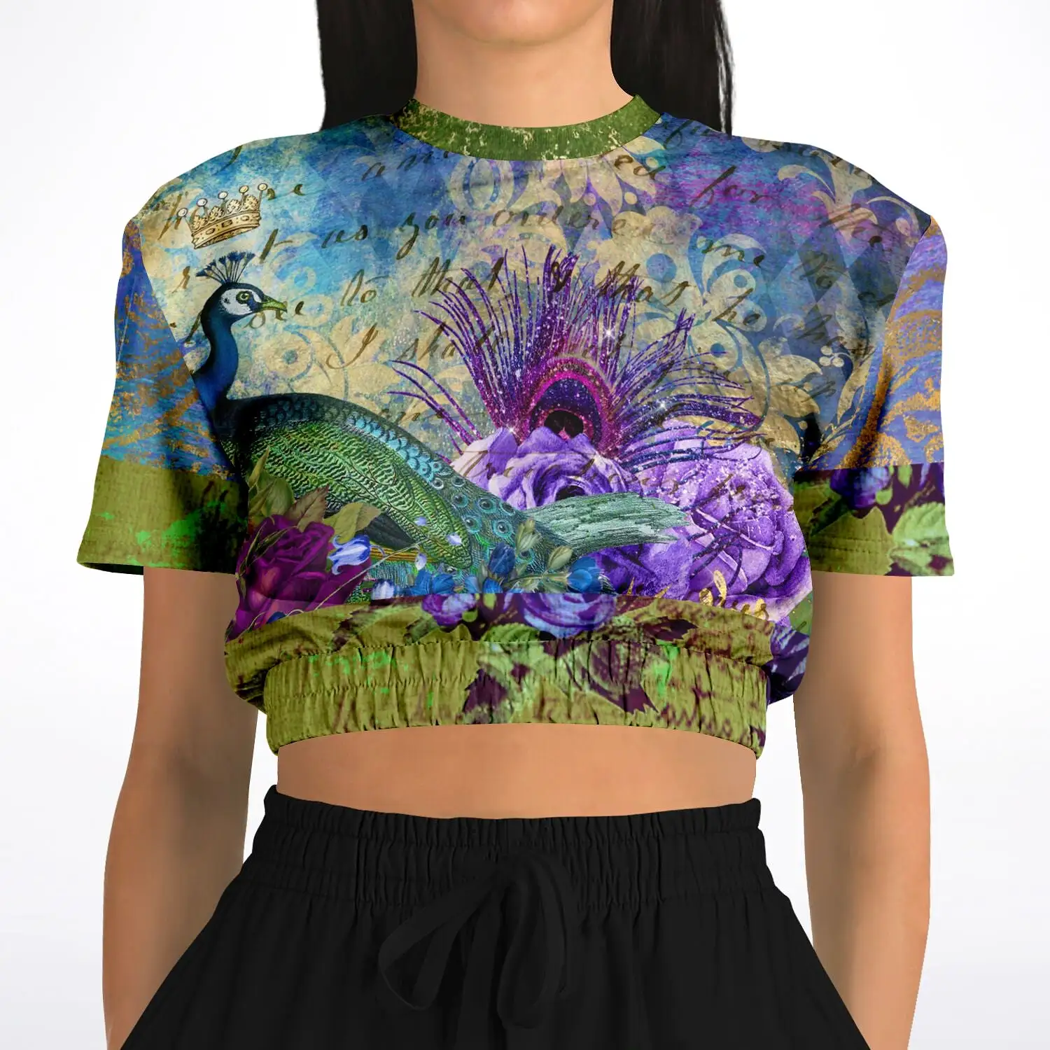 Purple Fusion Short Sleeve Cropped Eco-Poly Sweater